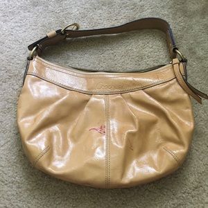 Coach patent leather tan purse